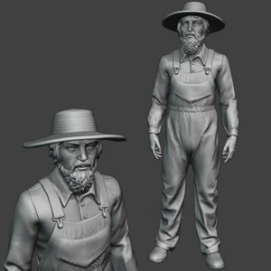 Farmer mit Hut - Modellbau Resin Figur in  1:24, 32, 35, 48, 72 - 3D Druck - Bild 1 von 4