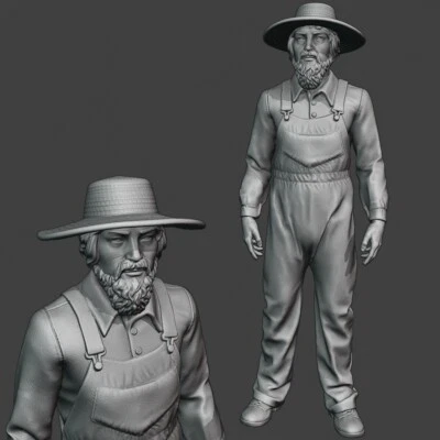 Farmer mit Hut - Modellbau Resin Figur in  1:24, 32, 35, 48, 72 - 3D Druck - Bild 1 von 4