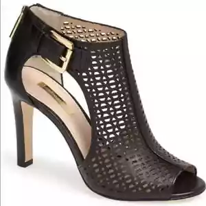 Louise et Cie Olivia 2 schwarze perforierte Leder-Sandalen mit Reißverschluss hinten 39-1/2/9,5 M - Bild 1 von 6