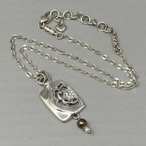 Brighton Necklace Open Flower Design Pendant Hearts Silver Plated Collar 18" - Picture 1 of 10