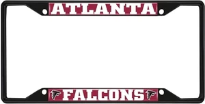 Atlanta Falcons Black Metal License Plate Frame Tag Cover, 6x12 Inch - Picture 1 of 2