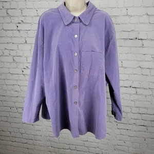 Kathleen Sommers Purple Corduroy Stretch Long Sleeve Shirt USA Made Plus Size 2 - Picture 1 of 14
