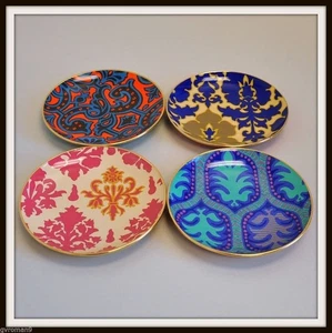 TRACY REESE Set of 4 Dessert Plates 18K Gold Xmas Holiday NEIMAN MARCUS Lmtd Edt - Picture 1 of 2