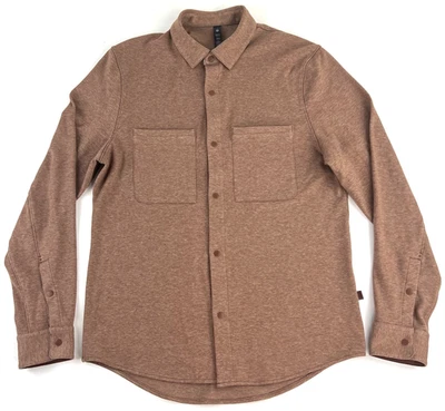 Lululemon Soft Knit Overshirt Mens S Roasted Brown Snap Button Up Shacket M3CZMS - Image 1 of 4
