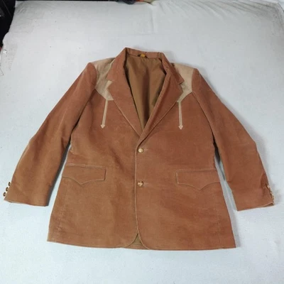 Vintage Pioneer Wear Blazer Mens 48 L Brown Corduroy Western Rodeo Cowboy USA - Image 1 of 4