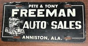 Vintage Pete & Tony Freeman Autoverkauf Anniston Alabama Aluminium Nummernschild - Bild 1 von 11