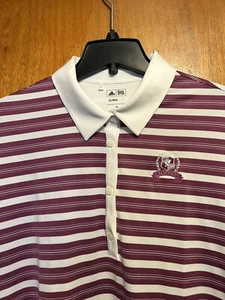 Adidas Womens Large Pullover Golf Shirt White Stripes Purple Tennis Polo - Picture 1 of 12