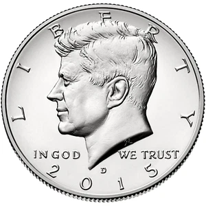 2015-D KENNEDY HALF DOLLAR CLAD UNCIRCULATED FROM U.S. MINT ROLLS - Picture 1 of 2