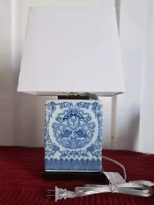 Ralph Lauren White and Blue Koi Fish Small Porcelain Table Lamp with Shade New - Picture 1 of 10