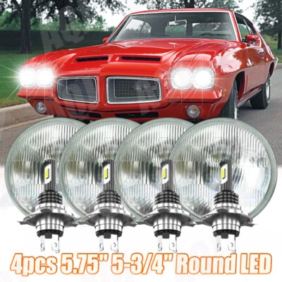 4pcs*5 3/4" 5.75 LED Headlights HI/LO Beam for Pontiac GTO Grand Prix Catalina Foto 1 de 4