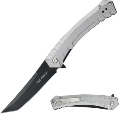 Tac Force Assisted Folding Knife 3.75″ 3Cr13MoV Steel Blade Gray Aluminum Handle - Image 1 of 2