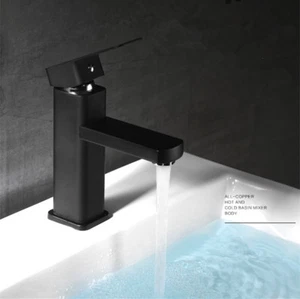 Schwarz Messing Wasserhahn Waschtisch Armatur Bad Mischbatterie Bar Waschbecken - Bild 1 von 4