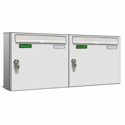 BASIC 2er Briefkasten RAL 9016 Verkehrsweiss / Posthaltebügel / 2 Namensschilder - Bild 1 von 4