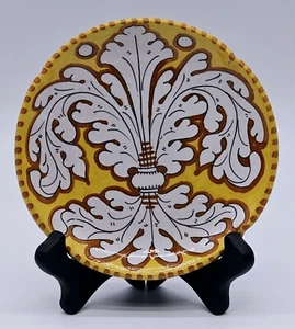 Vintage Cecconi Orvieto Hand Painted Ceramic Pottery 6" Fleur De Lies Plate  - Picture 1 of 5