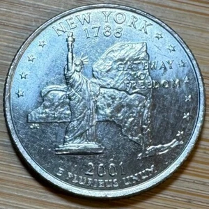 PIECE DE 25 CENTS QUARTER USA NEW YORK 2001 D (1275) - Picture 1 of 2