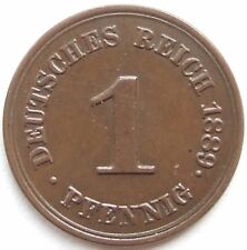 Coin German Reich German Empire 1 Pfennig 1889 E IN