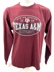 NEW Texas A&M Aggies Comfort Wash LS Burgundy Crew Neck Tee Shirt Men's L - Picture 1 of 8