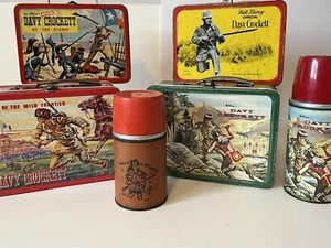 Vintage Davy  Crockett Lunchboxes And Prototype Thermos. Collectors Corner. Cool - Picture 1 of 12