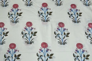 Beautiful* Floral Cotton Women Dress Fabric Indian Hand-Block 2.5 Yard Print_823 - Picture 1 of 11