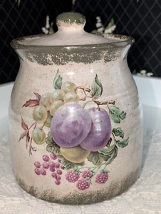 Fruit Pottery Canister 1998 8-1/2 tall Cookie Jar lid - Picture 1 of 7