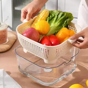 Multifunctional Vegetable Washing Baskets Double Layer Fine Holes For Kitchen' - Picture 1 of 15