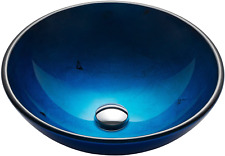 GV-204 Irruption Blue Glass Vessel Bathroom Sink