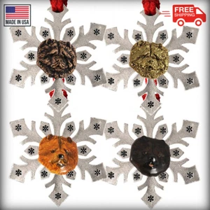 Pewter Chow Chow Dog Snowflake Christmas Tree Ornaments, Made in the USA - Picture 1 of 6