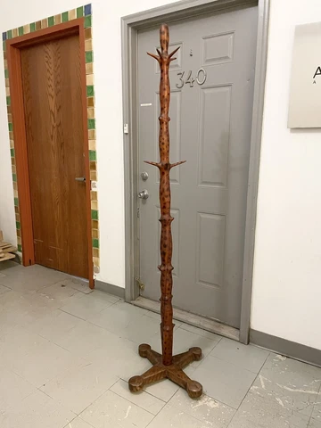 Antique American Victorian Hand Crafted Speckled Folk Art Hall Tree Hat Rack Cover