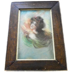 Antico ritratto disegno pastello vittoriano ragazza gibson donna dipinto art nouveau - Foto 1 di 9