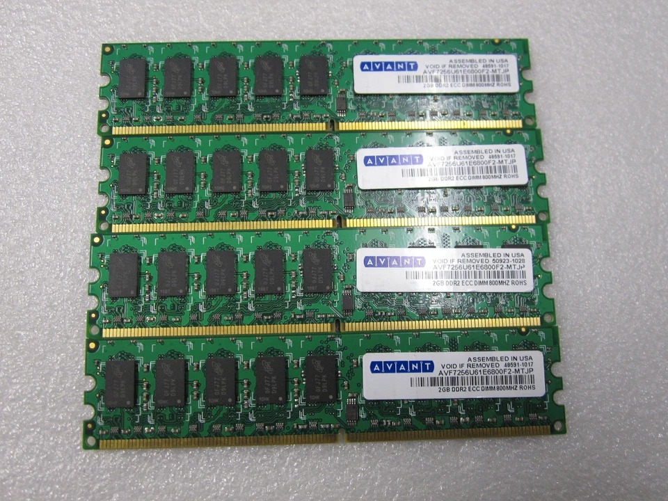 Lote de 4 AVF7256U61E6800F2-MT Avant 2GB PC2-6400 DDR2-800MHz ECC Sin búfer CL6  Foto 1 de 1