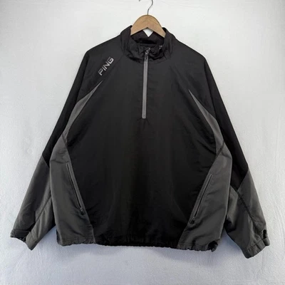 Chaqueta cortavientos rosa para hombre grande negra 1/2 media cremallera pulóver rendimiento golf Foto 1 de 4