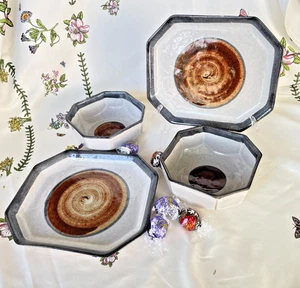 Marshall Studios Martz Keramik handgefertigt achteckig 2 Salatteller 2 Schüsseln signiert - Bild 1 von 24