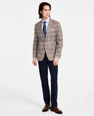 Tommy Hilfiger Mens Modern fit Sport Coat Blazer 44 L Beige Plaid - Image 1 of 2