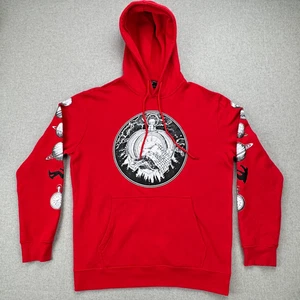 Forever 21 Pullover Hoodie Rot Logo Space Abstrakt Patchwork Herren Medium M - Bild 1 von 13