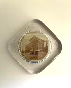 Vintage POST TAVERN SOUVENIR PHOTO GLASS PAPER WEIGHT Battle Creek Michigan - Picture 1 of 1