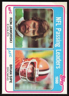 1981 Topps #1 1980 Passing Leaders (Ron Jaworski / Brian Sipe) LL - Image 1 of 2