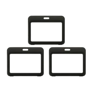 3 Pack Clear Badge Holder, Plastic ID Badge Holder Horizontal, Black - Imagen 1 de 6