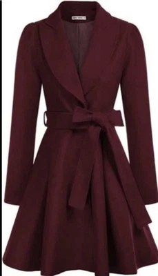 GRACE KARIN Women's Classical Solid Color Lapel Plain Swing Coat, Large, New - Image 1 of 4