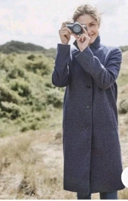 Abrigo de Invierno J. Jill Talla S Mezcla de Lana Tweed Pecho Único Azul Forrado Bolsillos Foto 1 de 4