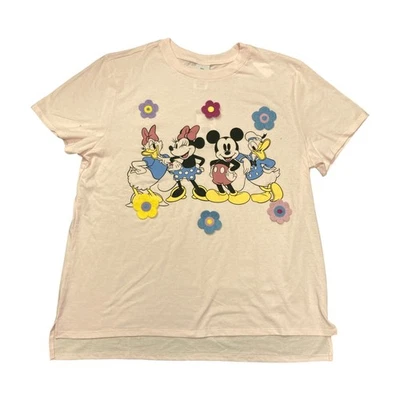 Mickey and Friends Ladies Crochet Character Tee Pink Size XXL - Image 1 of 2