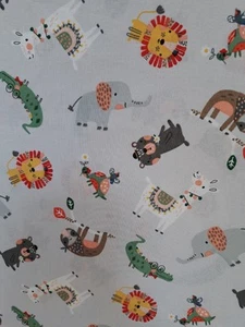 Fabric Editions Children's Cotton Printed Fabric 50cm Animal Llama Lion Elephant - Picture 1 of 12