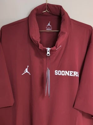 Oklahoma Sooners OU Vented Nike 1/4 Zip Windbreak Pullover Sz M Short Sleeve - Image 1 of 4