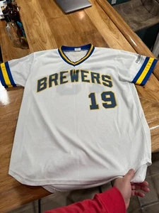 Milwaukee Brewers Robin Yount #19 jersey Mens XL 1970's retro SGA HOF - Picture 1 of 5