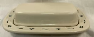 Longaberger Pottery Woven Traditions Heritage Green 1/4 lb Stick Butter Dish-lid - Picture 1 of 7