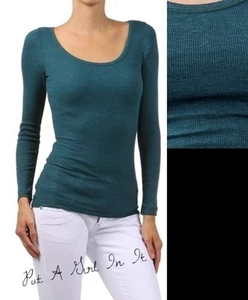 NUEVA CAMISA TOP XL TALLA GRANDE BÁSICA NEGRA SÓLIDA CUELLO ESCOTE ACANALADA MANGA LARGA 1X - Imagen 1 de 2