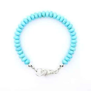 Soft Light Baby Blue Turquoise Rondelle Bracelet, 7mm All Natural Gemstone - Picture 1 of 5
