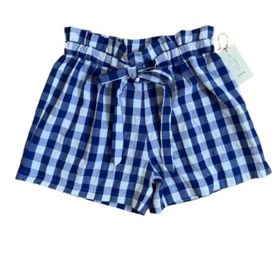 Joie Gingham Shorts Blue White Check Cotton High Waist Size XL NWT - Image 1 of 4
