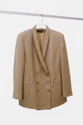 ВИНТАЖНЫЙ! Блейзер Giorgio Armani коричневый в елочку, размер IT 46 - Изображение 1 из 4