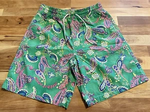 Polo Ralph Lauren Men’s Green Pink Paisley Swim Trunks Lined Pockets Medium - Picture 1 of 4