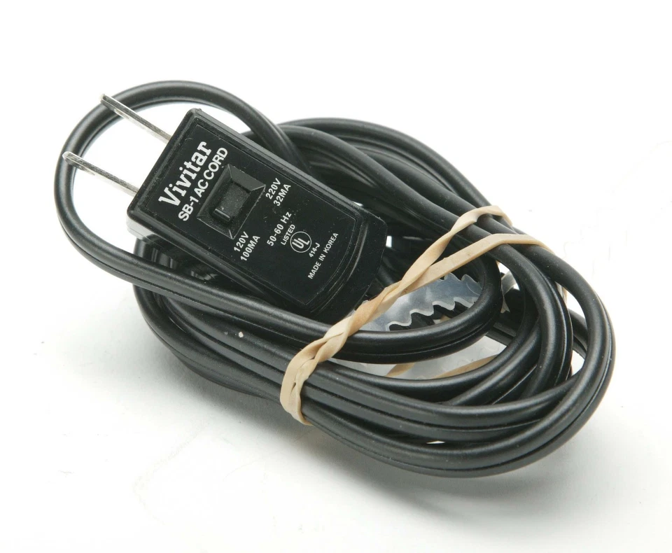 Vivitar AC Cord SB-1 With Switch 120-220v For Electronic Flash V152, 252 & 253. - Image 1 of 1